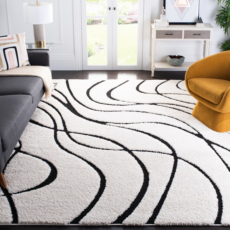 SAFAVIEH Florida Shag Sigtraud Abstract Waves 1.2-inch Thick Rug