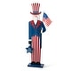 preview thumbnail 13 of 14, Glitzhome Americana Happy Patriotic's Day Wooden Uncle Sam Porch Decor