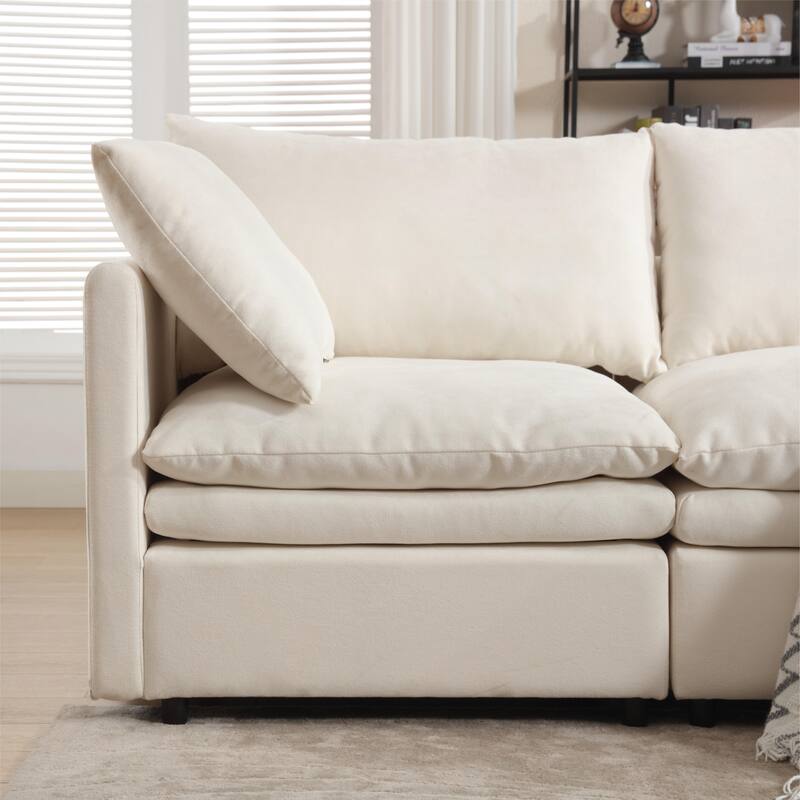 Flexible U-Shaped Modular Sofa with Reversible Cushions, Seating for 5