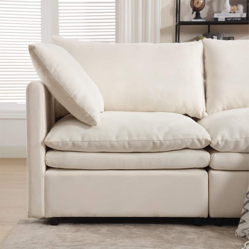 Modern U-shaped Sectional Sofa, Convertible Sofa Bed with Chaise Lounge 5-Seat Upholstered Sofa for Living Room, Apartment