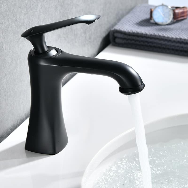 BATHLET Single Hole Single Handle Bathroom Sink Faucet - Matte Black