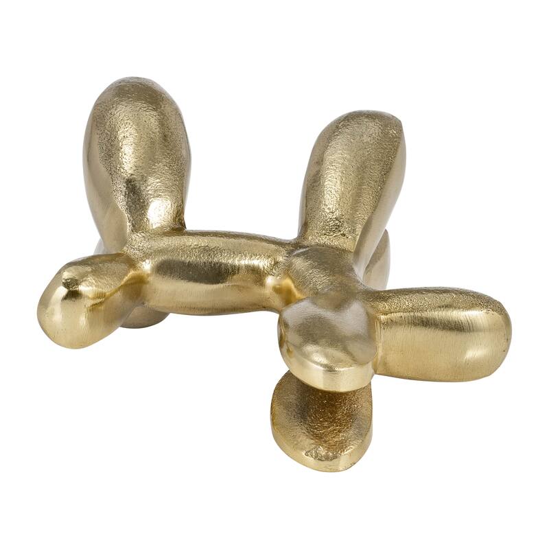 5" Metal Balloon Dog Sculpture Contemporary Modern Metallic Gold Aluminum Balloon Animal Statue for Home or Office