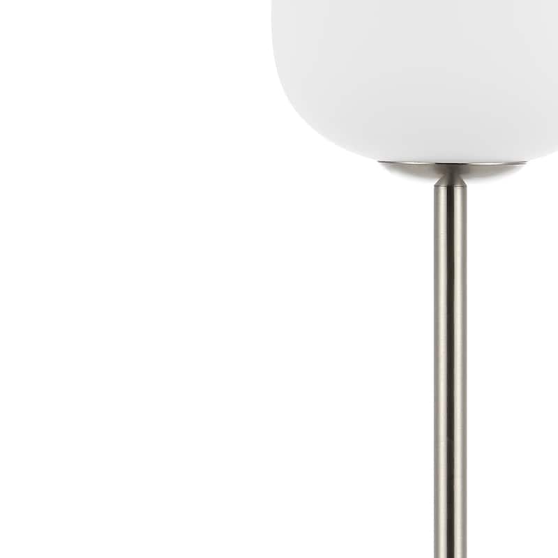Xavier 12.25" Modern Minimalist Iron Wireless Rechargeable Integrated LED Table Lamp, Nickel/White by JONATHAN Y