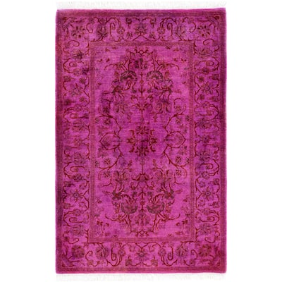 Overdyed One-of-a-Kind Hand-Knotted Area Rug - Purple - 2' 8" x 4' 1"