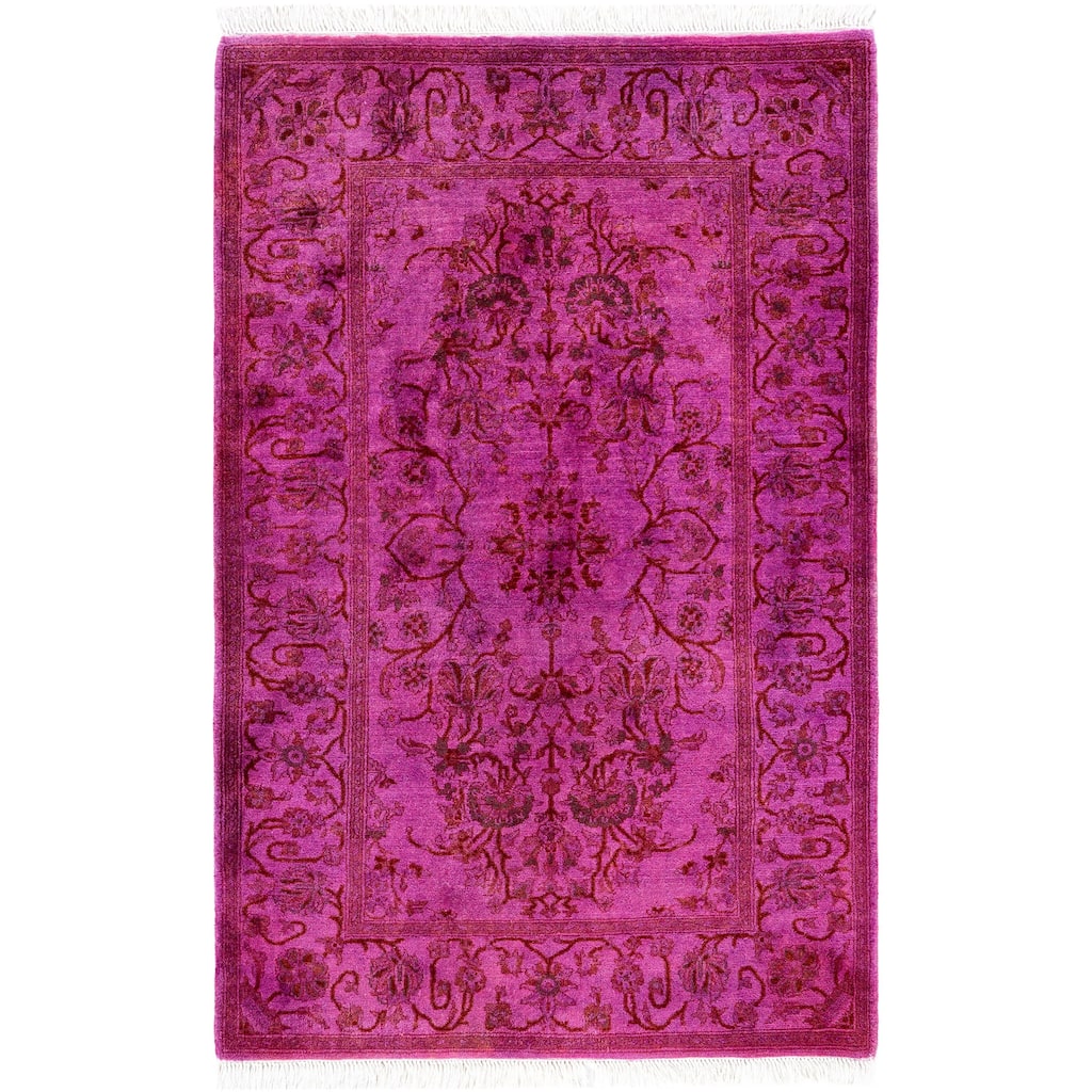 Overdyed One-of-a-Kind Hand-Knotted Area Rug - Purple - 2' 8" x 4' 1"