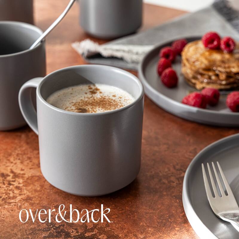 over&back Stackable 14oz Semi-Matte Stoneware Mugs, Set of 4