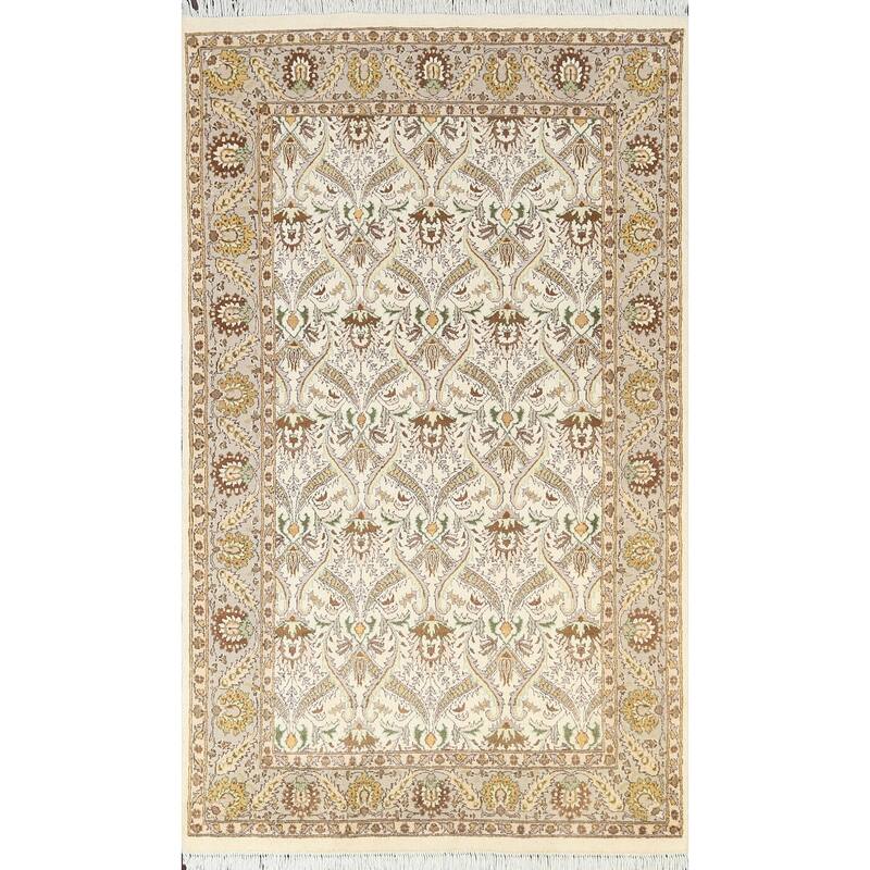 Wool/ Silk Vegetable Dye Tabriz Oriental Area Rug Hand-knotted Carpet - 4'0" x 6'4"
