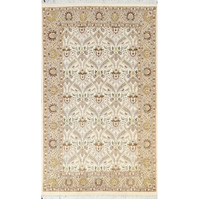 Wool/ Silk Vegetable Dye Tabriz Oriental Area Rug Hand-knotted Carpet - 4'0" x 6'4"
