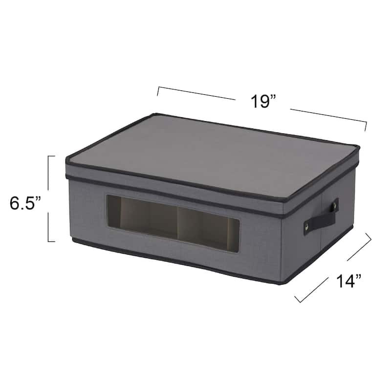 Household Essentials Mug and Tumbler Vision China Storage Box Chest - 14.0"L x 19.0"W x 6.5"H - 14.0"L x 19.0"W x 6.5"H - Grey