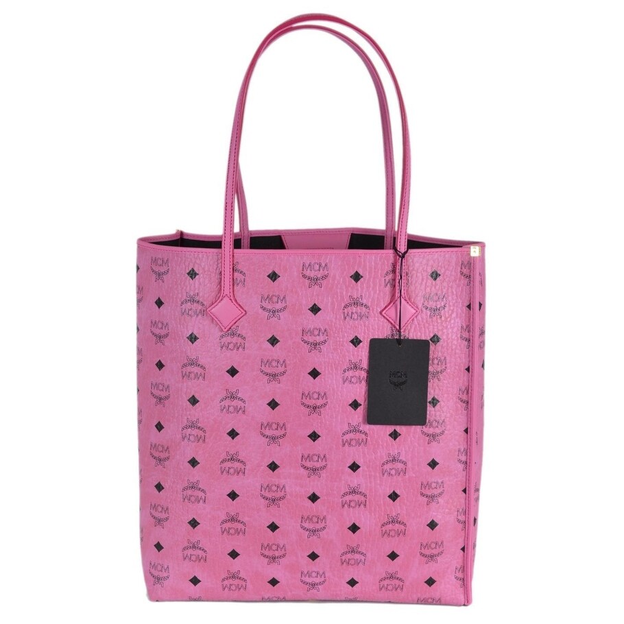 Mcm Women S Pink Coated Canvas Kira Visetos Tall Per Purse W Pouch