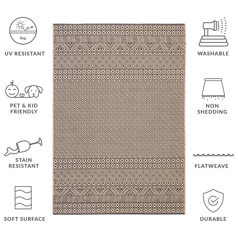 SAFAVIEH Courtyard Shikibu Indoor/ Outdoor Waterproof Patio Backyard Rug