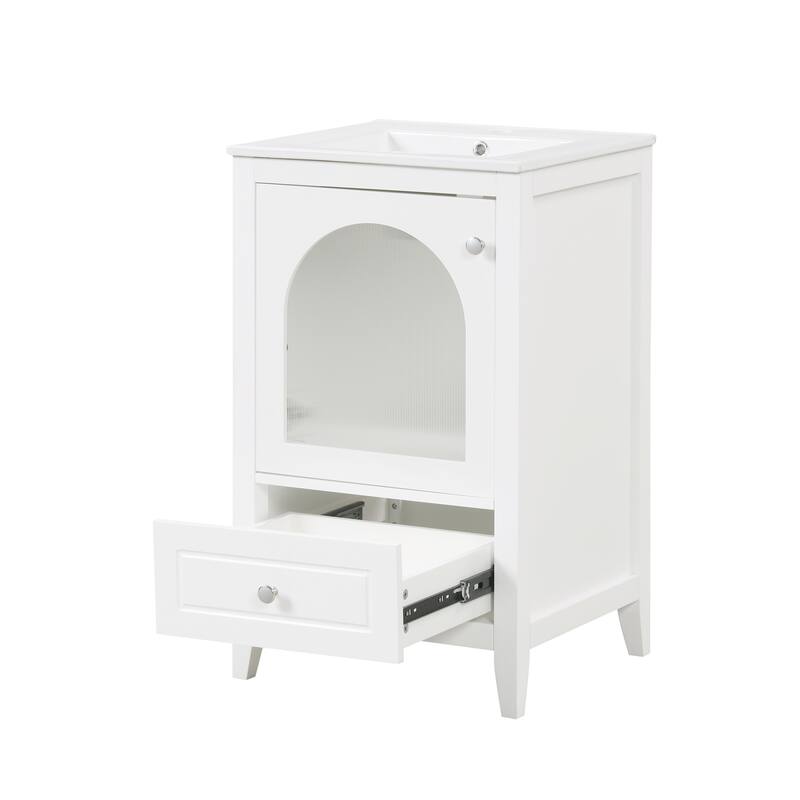 Modern Black Bathroom Vanity with Painted Finish, Soft-Closing Door, and Single Faucet Hole - 20in L