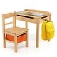 preview thumbnail 4 of 31, Gymax Kids Table and Chair Set Wood Activity Study Desk w/ Storage Natural