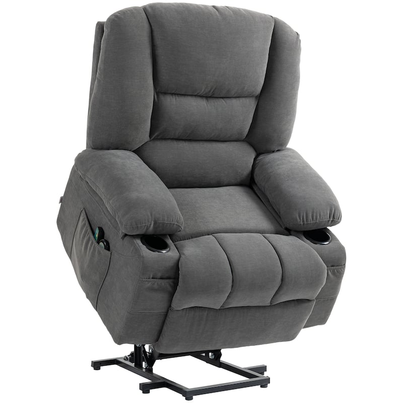 Brown Power Lift Recliner Chair with Vibration Massage, Heating, Remote Control, Quick Assembly, and Side Pockets