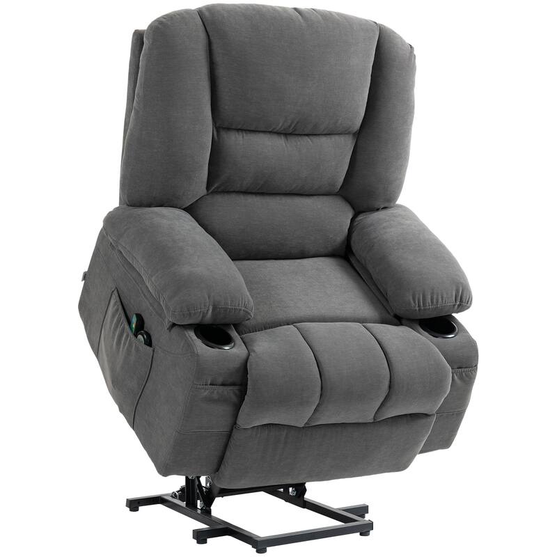 Dual Motor Power Lift Recliner with Massage, Lumbar Heat, USB Charging, and Adjustable Footrest