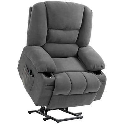 Luxurious Power Lift Fabric Recliner Chair Sofa with Massage and Heat with Remote Control,Side Pockets