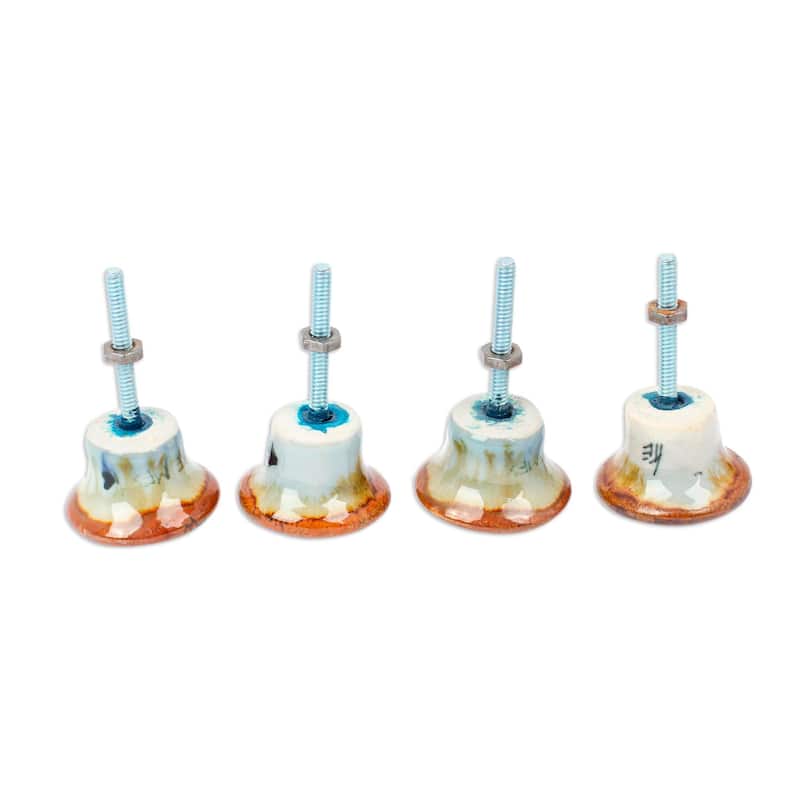 Novica Handmade Marine Aura Ceramic Knobs (Set Of 4)