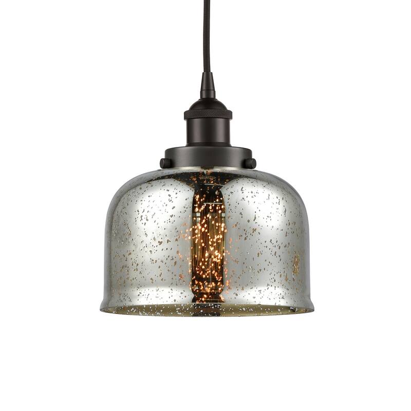 Innovations Lighting 616-1PH-10-8 Bell Pendant Bell 8" Wide Mini - Oil Rubbed Bronze / Silver Plated Mercury