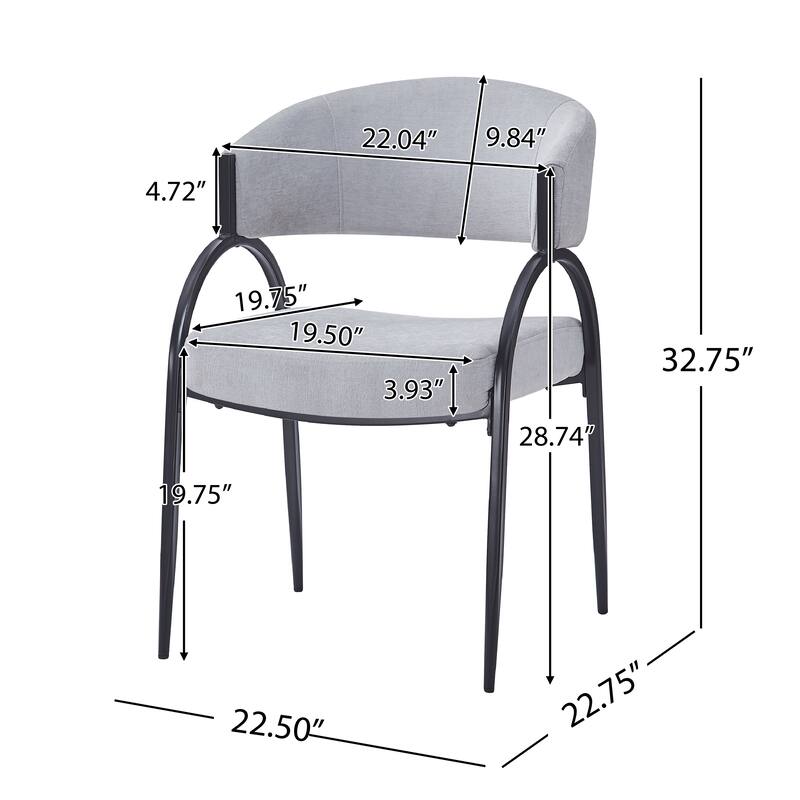 Modern Set of 2 Dining Chairs with Padded Backrest Seat, Metal Legs for Dining Room Living Room and Café