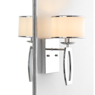 SAFAVIEH Lighting Lenora Chrome Drum Sconce (Set of 2) - 6"W x 8"D x 13"H