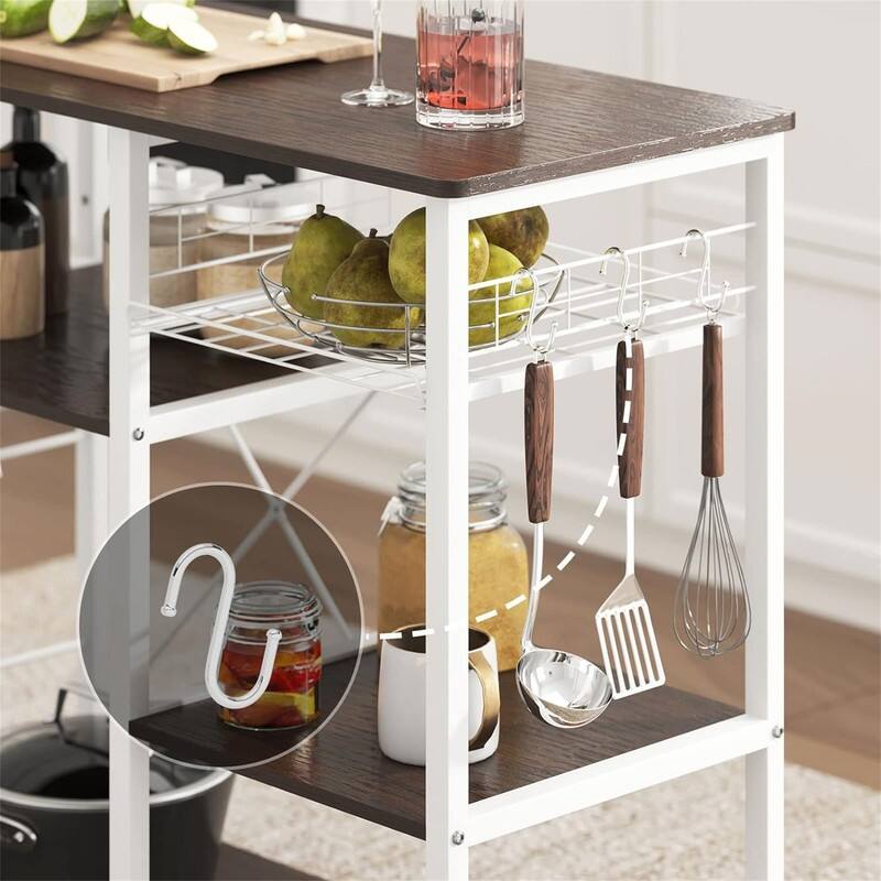 3-Tier Kitchen Baker's Rack Storage Cart Workstation Shelf - 15.7"D x 35.4"W x 32.7"H