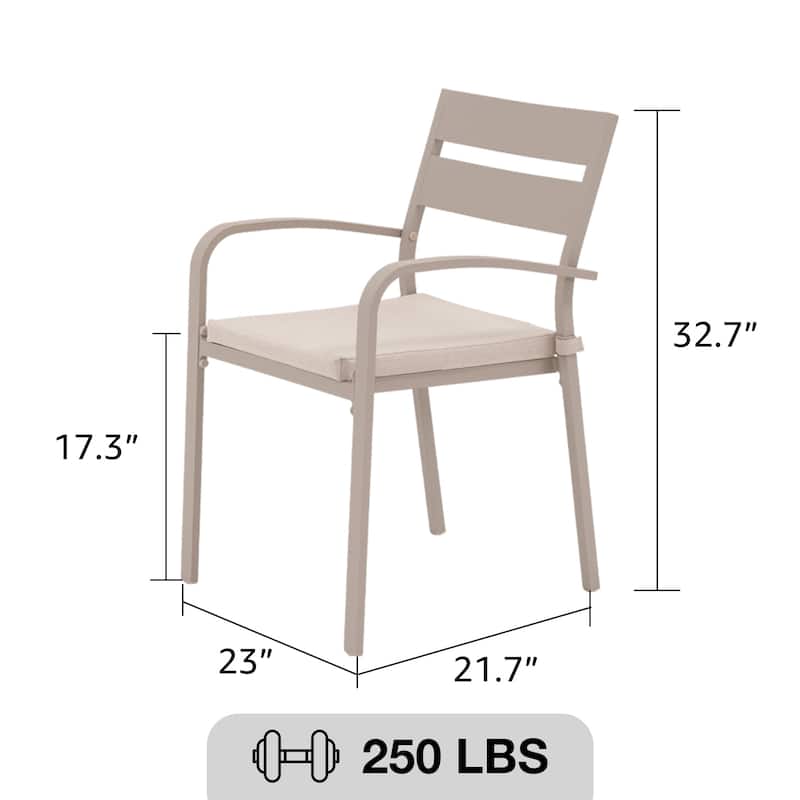 Outdoor Stackable Aluminum Dining Chair with Cushion (Set of 4)