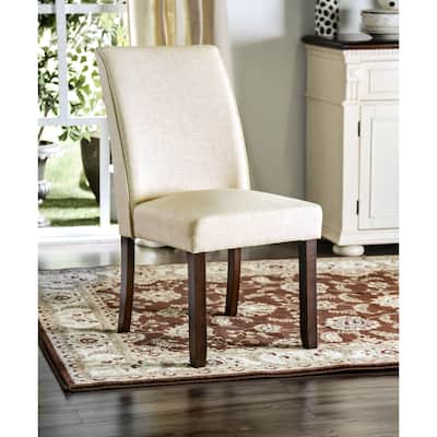 Lind Modern Ivory Fabric Padded Dining Chairs by Furniture of America (Set of 2)