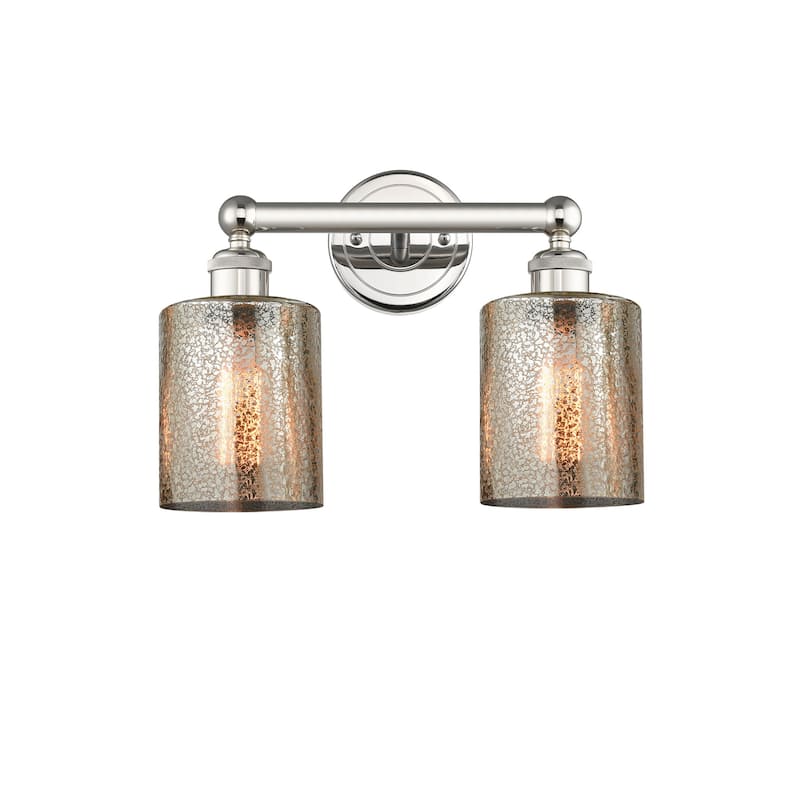 Innovations Lighting 616-2W-12-14 Cobbleskill Vanity Cobbleskill 2 - Polished Nickel / Mercury