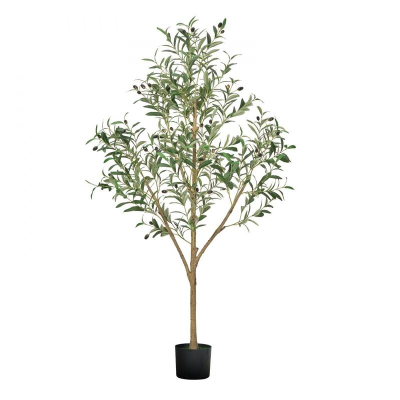 5 ft Artificial Olive Tree with 42 Fruits and 720 Lifelike Leaves Flexible Branches for Home - 28.74 x 28.74 x 60.63 in