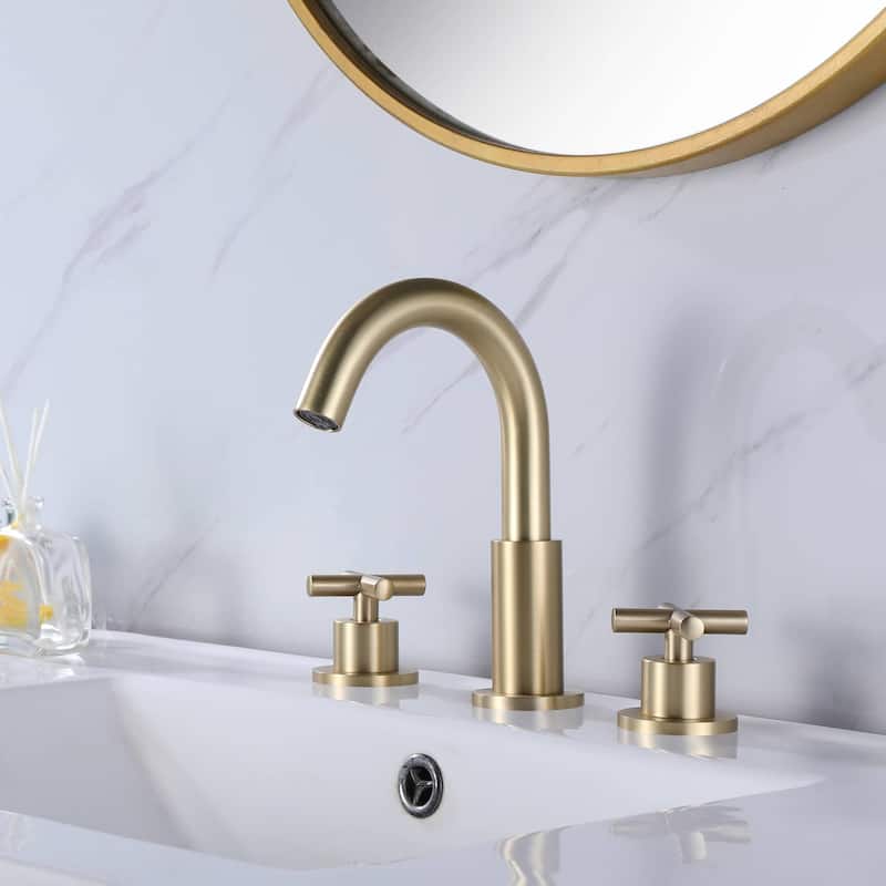 8 inch Widespread Bathroom Sink Faucet 3 Hole Bathroom Faucet 2 Handle Modern Basin Vanity Faucets Mixer Faucets With Valve
