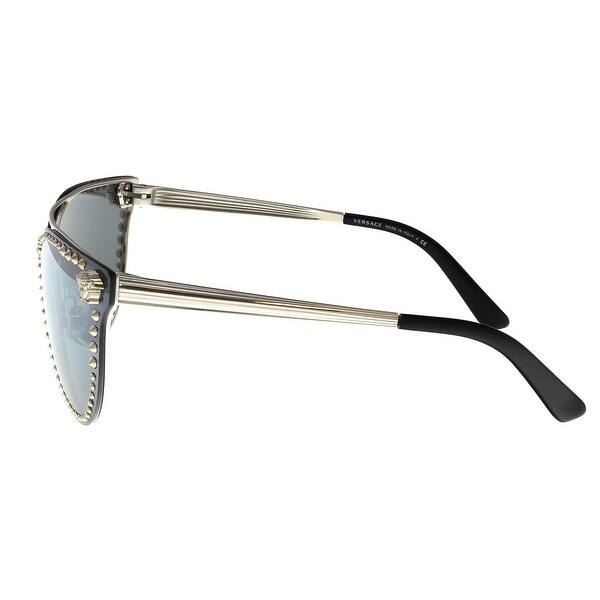 Shop Versace Ve2177 10006g Silver Grey Mirror Cat Eye Sunglasses