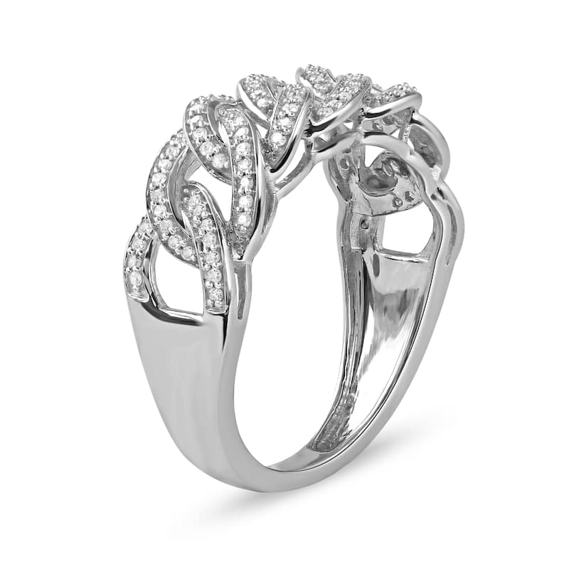 1/4ct TDW Diamond Cuban Link Ring in 10K Gold for Men