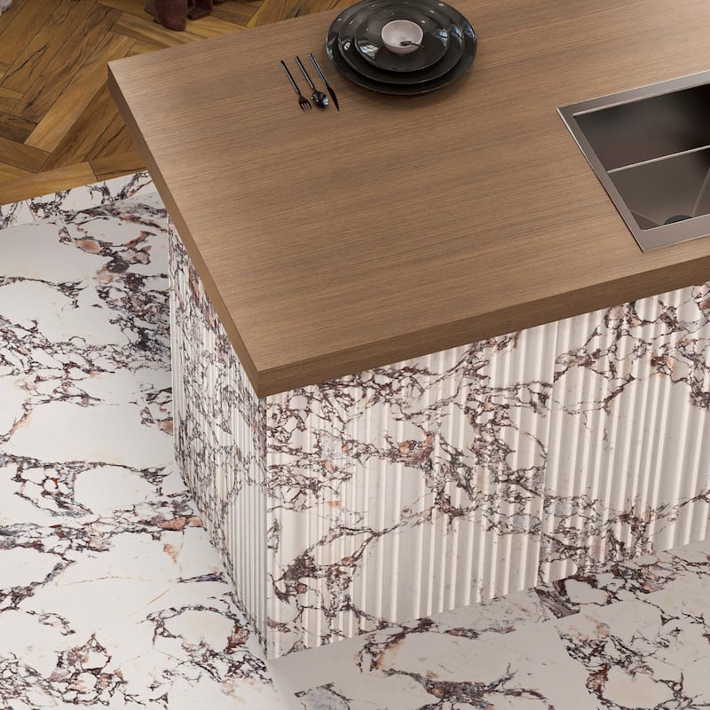 Merola Tile Touche Pleated Deco Rubis 23-1/2" x 47-1/8" Porcelain Floor and Wall Tile