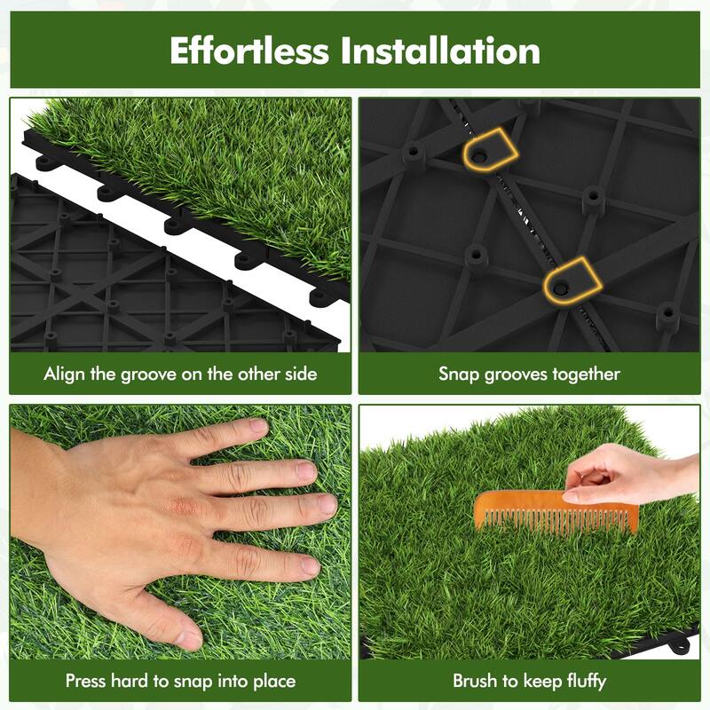 Gymax 12'' x 12'' Fake Grass Turf Outdoor Indoor Flooring Deck