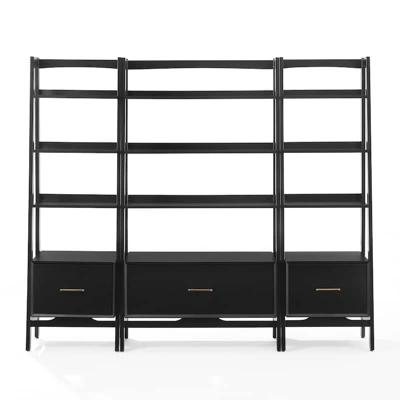 Crosley Landon 3-Piece Etagere Bookcase Set - Matte Black