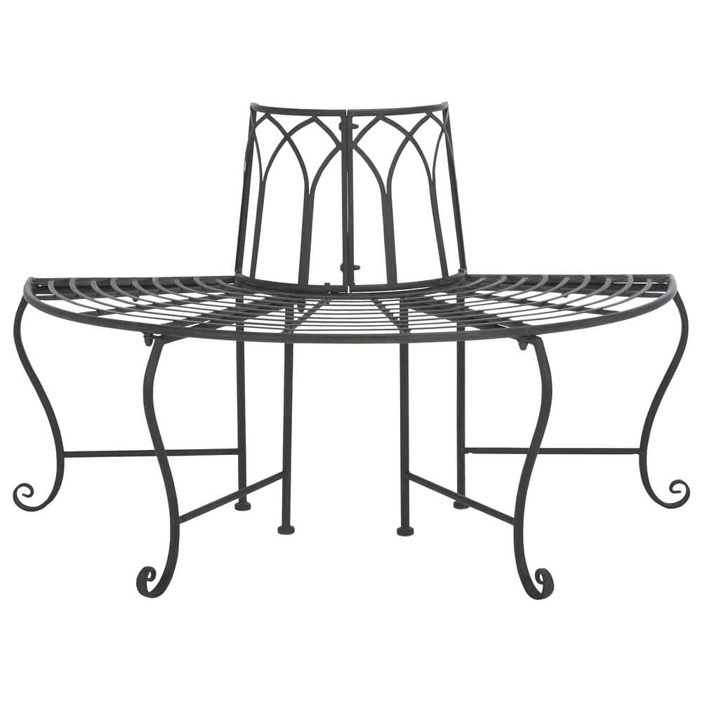 SAFAVIEH Nya Victorian Wrought Iron 50-inch Outdoor Tree Bench - 50 In. W x 24 In. D x 31 In. H - 50"W x 24"D x 31"H