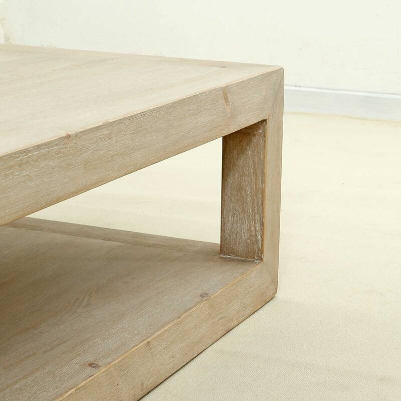 Artissance Peking Grand Framed Coffee Table, 55Inch Long, White Wash