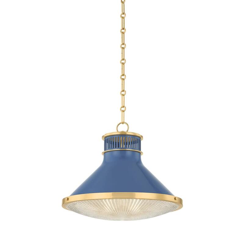 Hudson Valley Lighting MDS2405 Highclere 18" Wide Pendant - Aged Brass / Soft French Blue