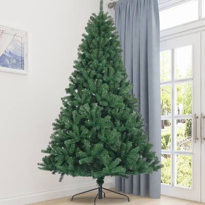 Artificial Christmas Tree Full Natural Spruce PVC Fir Tree 7.5ft Foldable Metal Stand Unlit