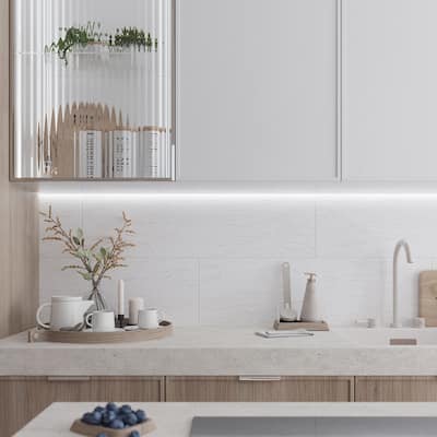 Apollo tile 12" x 36" Imprint Matte White Ceramic Tile (11.62 sq ft/case) - 4 Pack