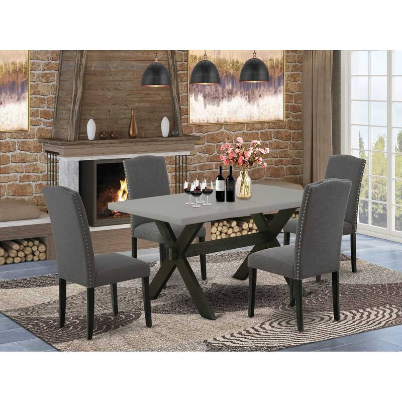 5-Piece Rectangle Natural Oak Finish Solid Wood Top Dining table with 4 Chairs with