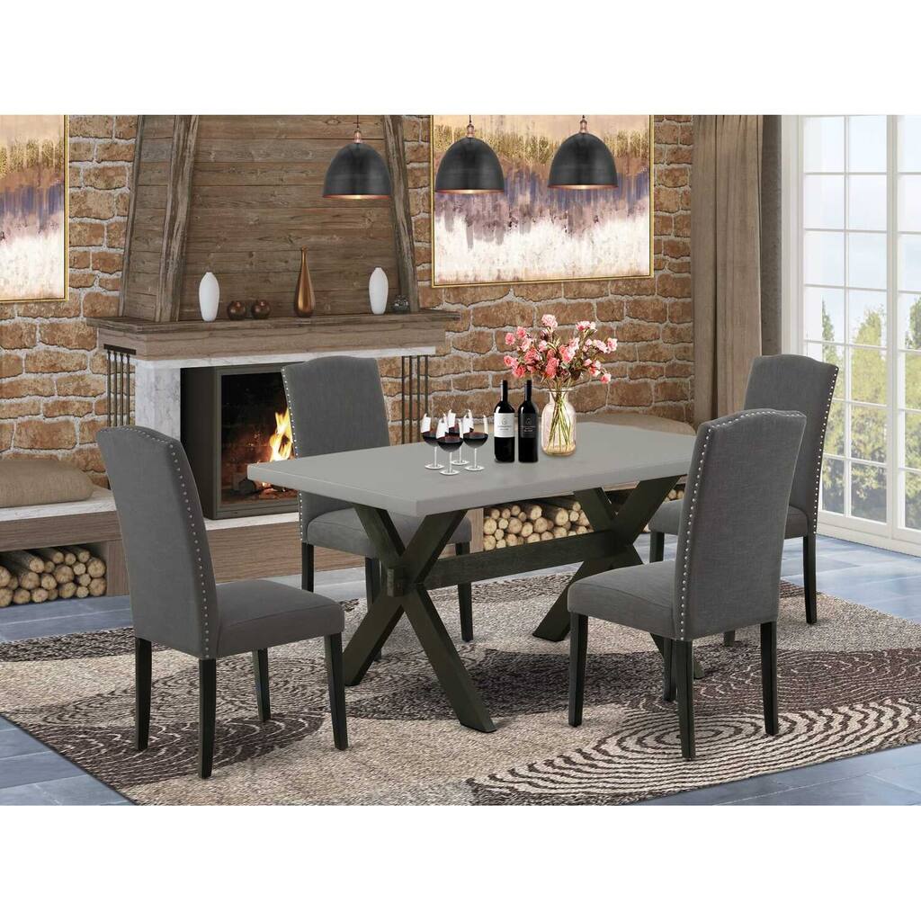 5-Piece Rectangle Natural Oak Finish Solid Wood Top Dining table with 4 Chairs with
