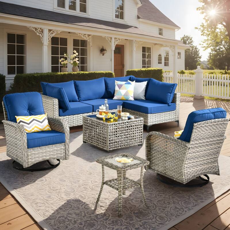 XIZZI 8-piece Patio Furniture Sectional Set with Swivel Chair