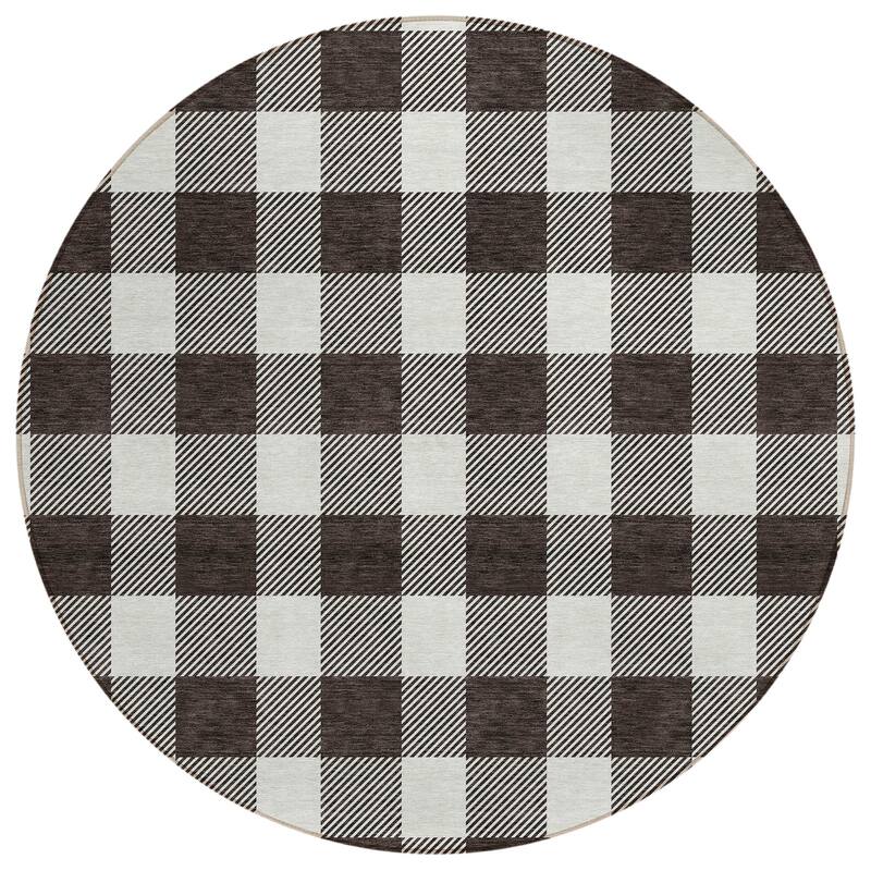 Machine Washable Indoor/ Outdoor Chantille Plaid Rug