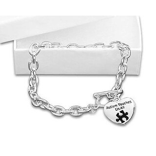 Autism Awareness Bracelet - Autism Touches Us All - Silver