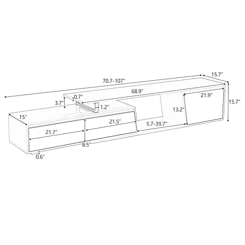 Extendable TV Stand, Entertainment Center Media Console Cabinet with 2 Drawers, TV Console for Living Room, Up to 100"