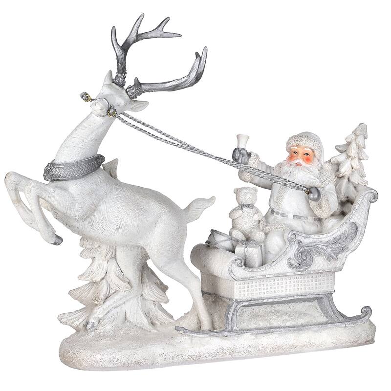 11" Resin Santa On Sleigh