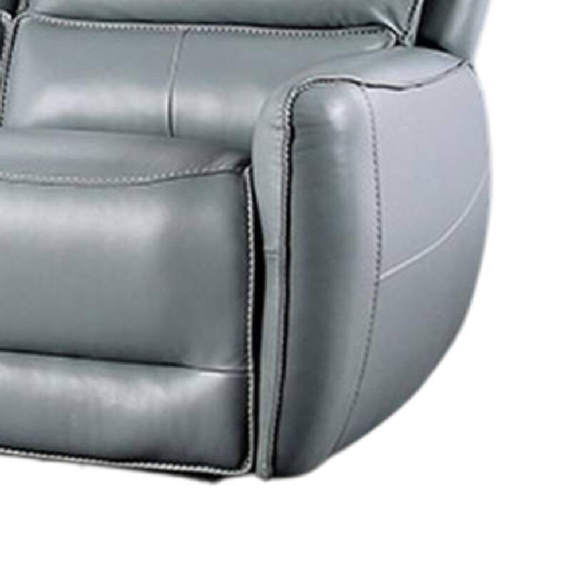 Pono Power Reclining Sofa, Pale Blue Top Grain Leather, 85 Inch, Zero Gravity