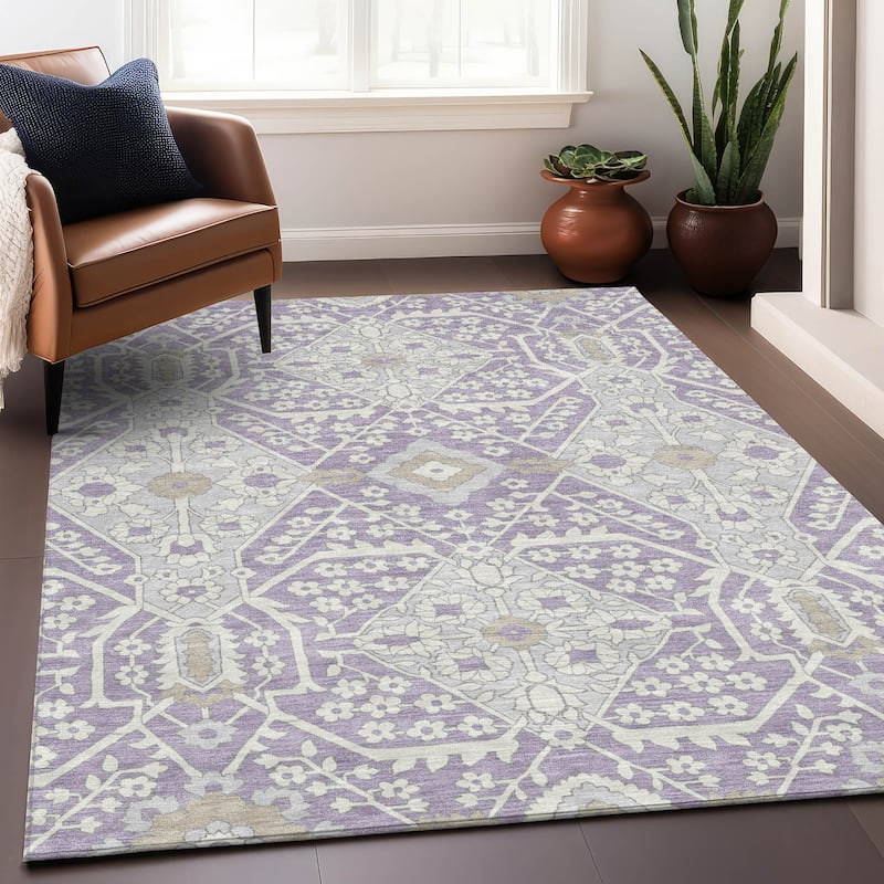 Machine Washable Indoor/ Outdoor Chantille Traditional Medallion Rug