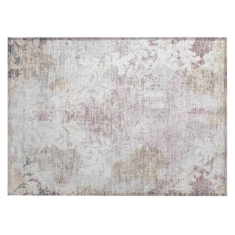 Machine Washable Indoor/ Outdoor Chantille Vintage Damask Rug